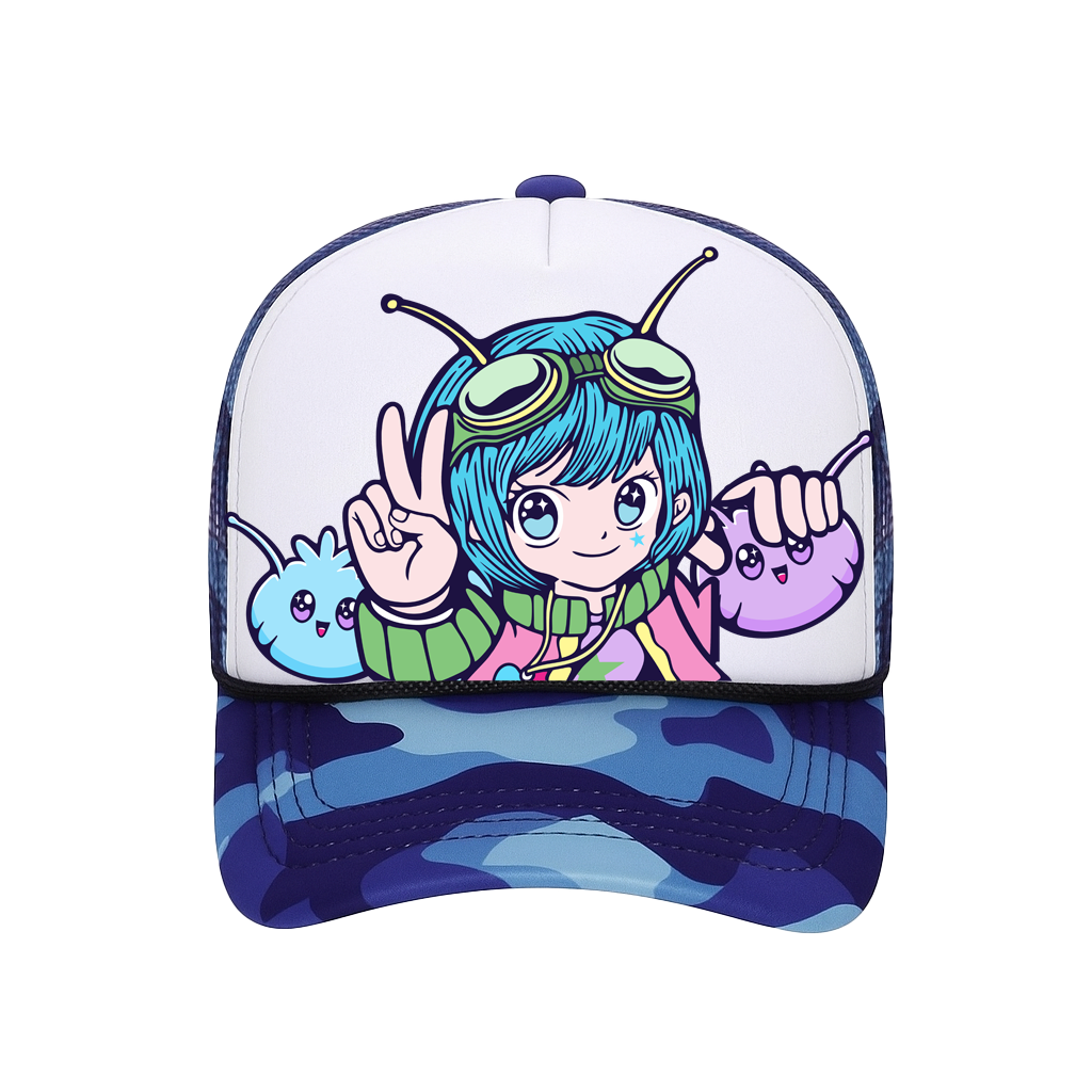 Blue Anime Girl Trucker Hat
