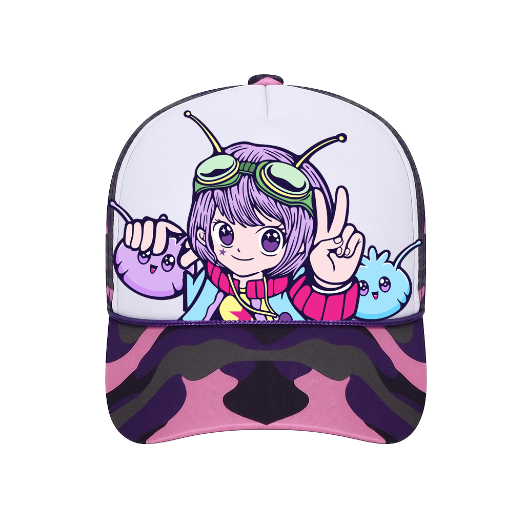 Purple Anime Girl Trucker Hat