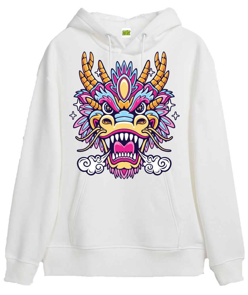 Premium White DIAMOND DRAGON HEAD Hoodie
